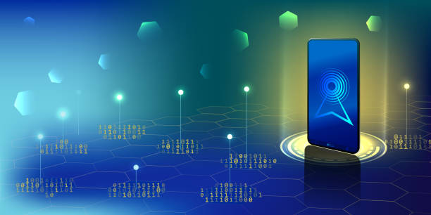 istock Smartphone with digital logo antenna. Smartphone receives connection digital signal. Internet digital  concept. 1052918476