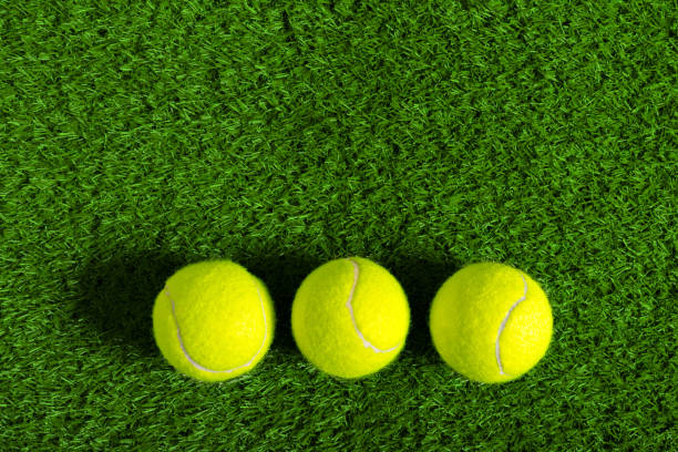 istock Tennis ball on green grass 1052921424