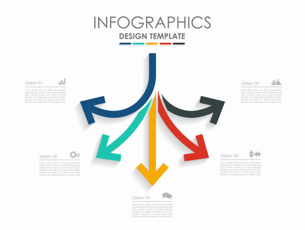 infografik-design-vorlage mit platz für ihre daten. vektor-illustration. - fünf gegenstände stock-grafiken, -clipart, -cartoons und -symbole