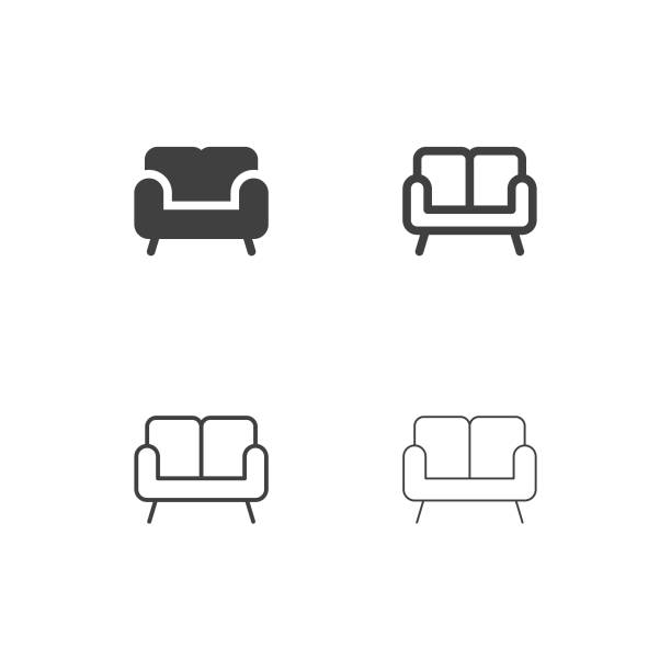 illustrations, cliparts, dessins animés et icônes de canapé icons - série multi - living room