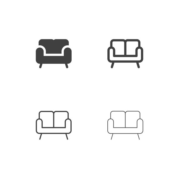 소파 아이콘-멀티 시리즈 - couch stock illustrations