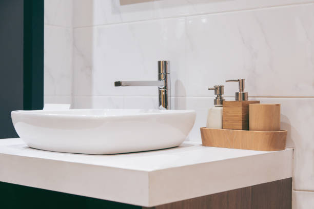 istock Spacious apartment - Modern wash basin in new bathroom interior 1052952328