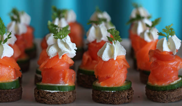 istock smoke salmon and lemon cream,canape 1052965116