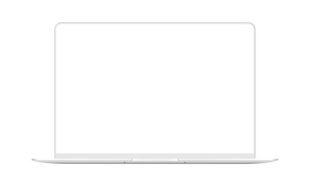 bildbanksillustrationer, clip art samt tecknat material och ikoner med laptop vit mock up med tom ramlösa skärm - framsida - laptop