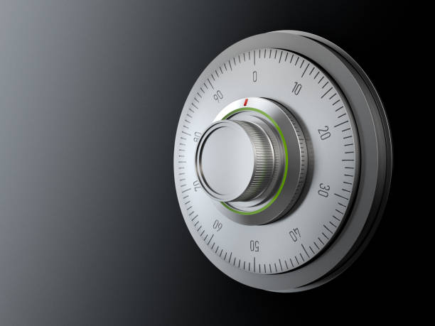istock Realistic combination safe lock. Isolated black background. 3d Illustration 1052972906