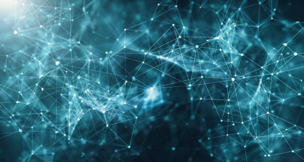 istock Concept of Network. Abstract futuristic technology with polygonal shapes on dark blue background. Connection technologies backdrop, internet communication. 1052976778