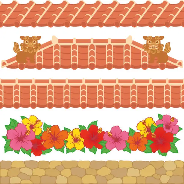 Vector illustration of Asian red tiles.