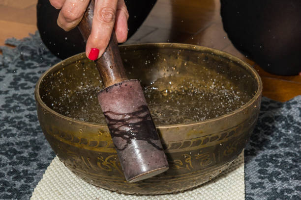 istock Tibetan handcrafted singing bowls. Tibetan sound massage. 1052980736