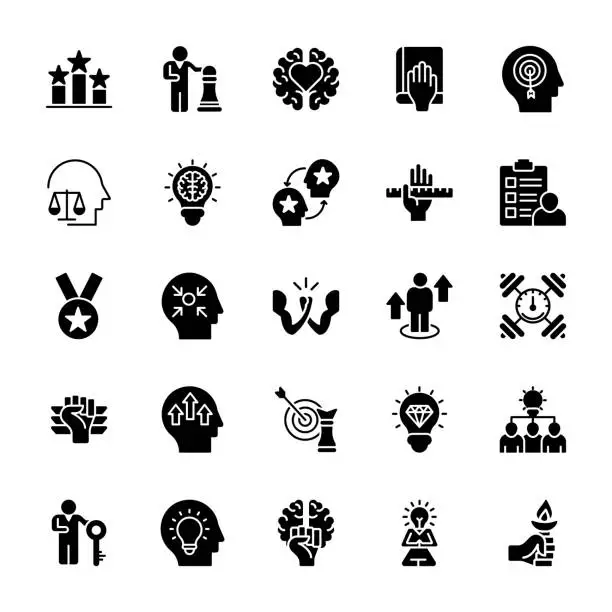 Vector illustration of Skills Empowerment Glyph Icons