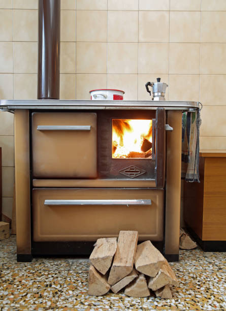 istock stove lit in a mountain cabin 1052986368