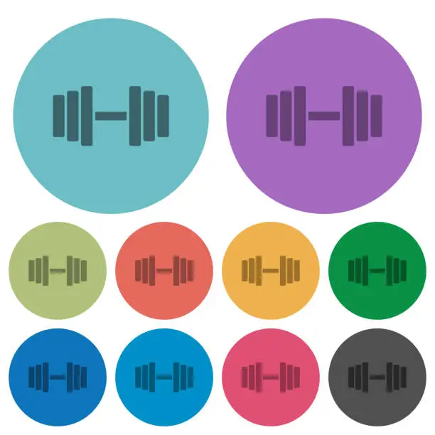 Vector illustration of Gym color darker flat icons