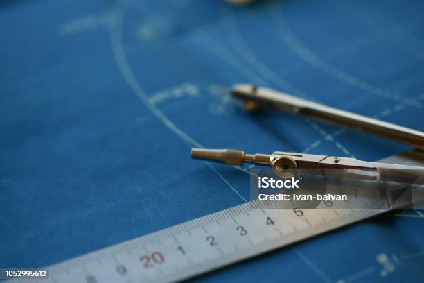 Drawing Engineer Education Design Stock Photo - Download Image Now - Engineer, Engineering, Blueprint