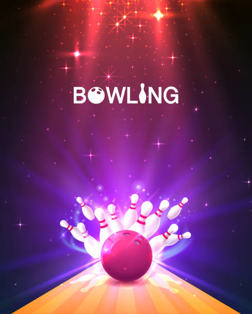 Bowling club poster with the bright background. Bowling club poster with the bright background. Vector illustration cricket bowler stock illustrations