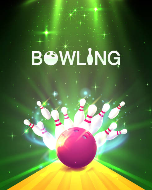 Bowling club poster with the bright background. Bowling club poster with the bright background. Vector illustration cricket bowler stock illustrations