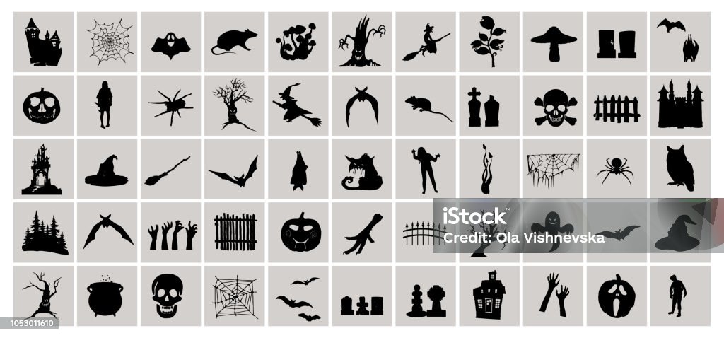 Happy Halloween graphic set. Halloween collection, witch attributes, creepy and spooky elements for halloween decorations, doodle silhouettes, sketch, sticker.  Hand drawn vector illustration. Rat stock vector