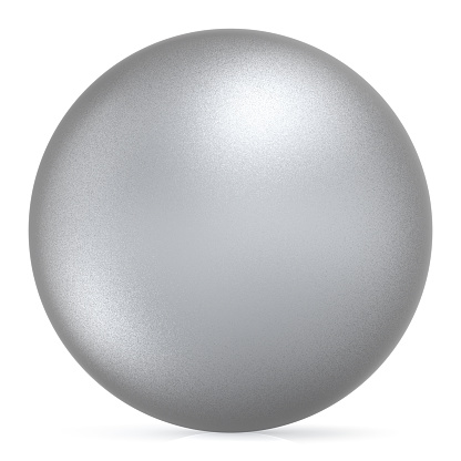 Sphere round button white silver ball basic matted metallic circle geometric shape solid figure simple minimalistic atom single object blank balloon icon design element. 3D illustration isolated