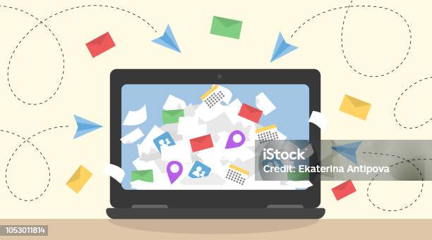 Information Overload Vector Concept Stock Illustration - Download Image Now - Information Overload, E-Mail Inbox, E-Mail