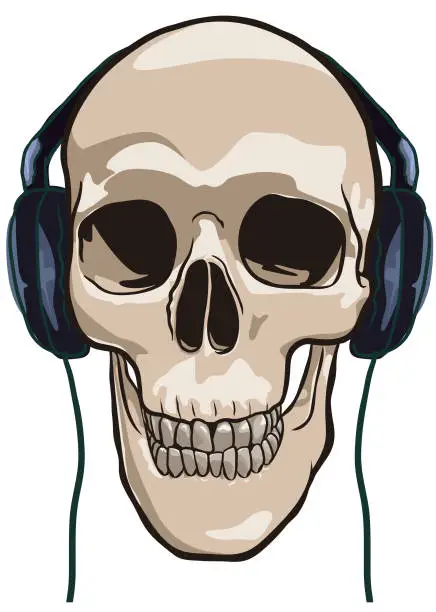 Vector illustration of Skull Bone Music Headphones