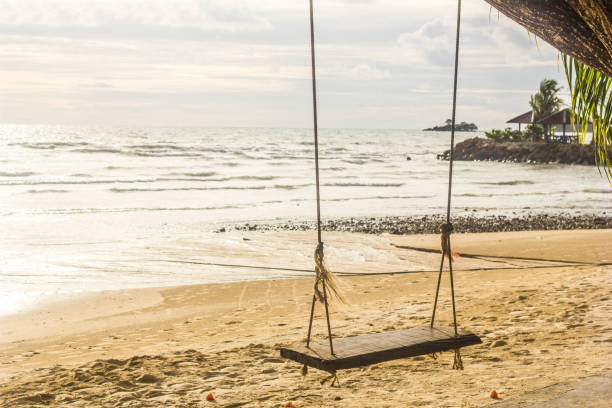 istock lonely nobody on swing in beach 1053012722