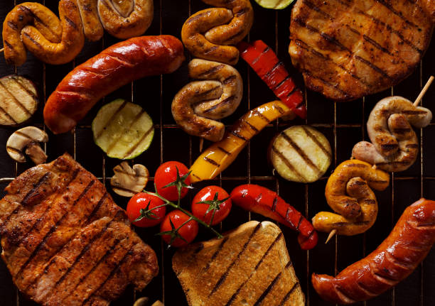 istock Mix products from the grill. View from the top, perfect for back 1053016692