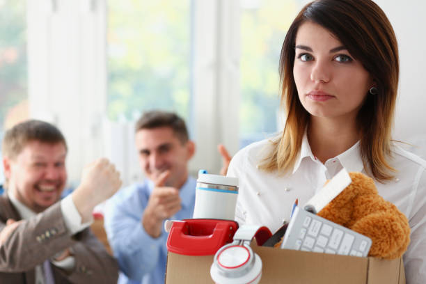 istock Angry yelling boss point arm to exit dismissing sad 1053018072