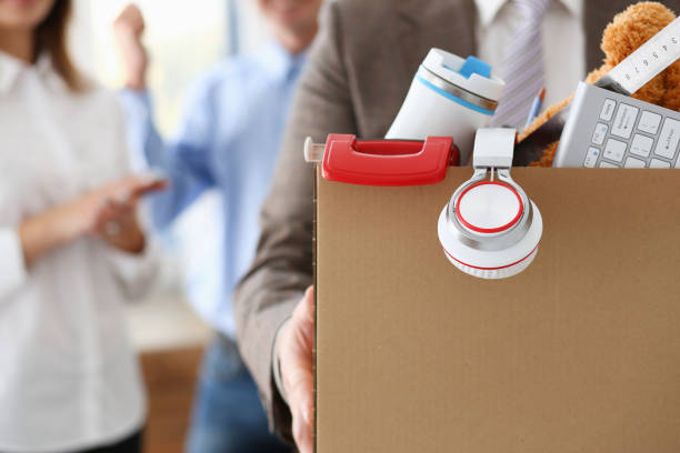 istock Angry yelling boss point arm to exit dismissing sad 1053018098