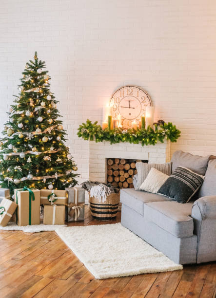 istock Christmas decorations garland tree home interior 1053027276