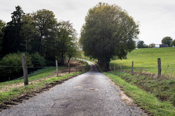 A country road near the village Herchen in Rhein-Sieg-Kreis. Northrhine Westfalia, Germany. October 2018