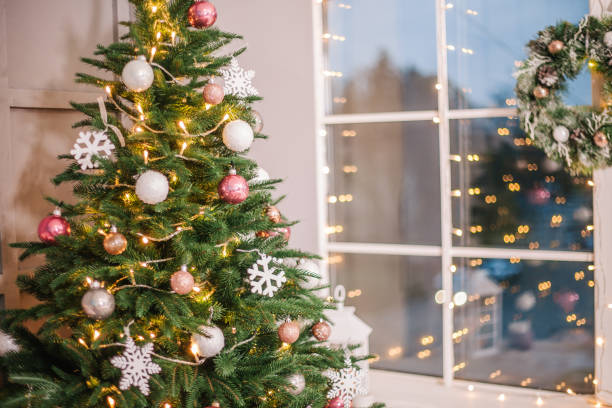 istock Christmas decorations garland tree home interior 1053027374
