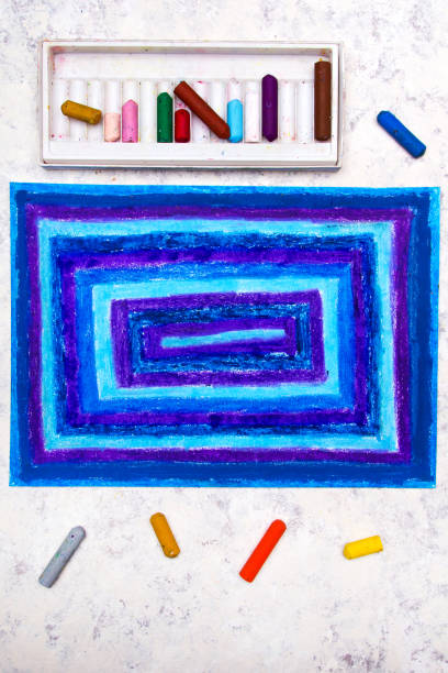istock Colorful hand drawing: blue rectangles on paper 1053029928