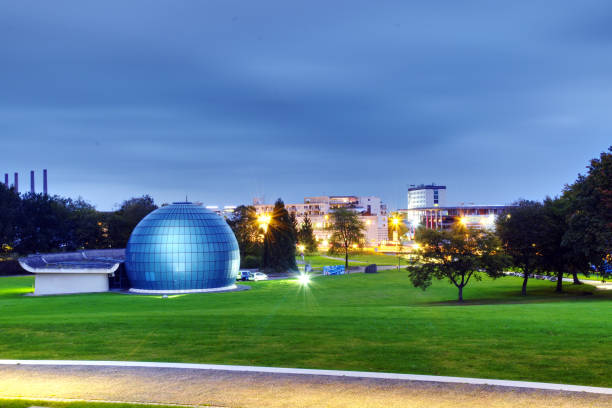 Wolfsburg Germany October 9 2017 : Planetarium in Wolfsburg at dusk