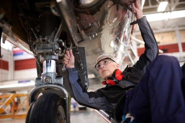 istock Senior mechanic in the hangar 1053036904