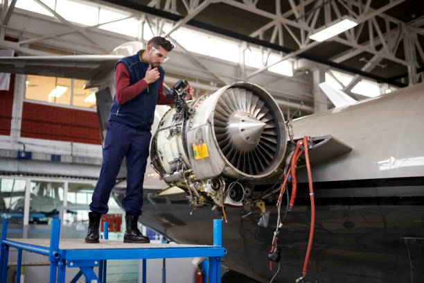 istock Aircraft mechanic in the hangar 1053037238