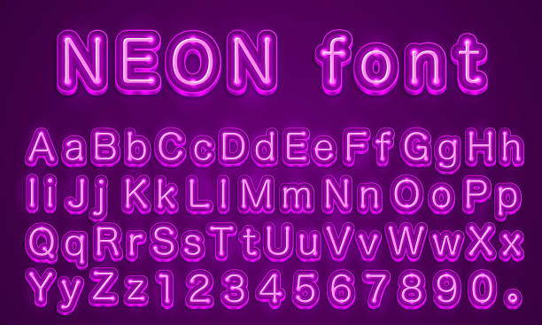 istock Neon font city color purple, Alphabet font. 1053043690