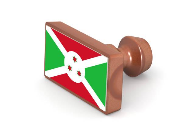 Wooden stamp with Burundi flag image with hi-res rendered artwork that could be used for any graphic design.