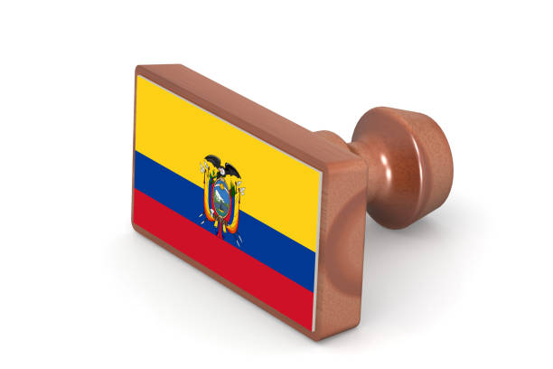 Wooden stamp with Ecuador flag image with hi-res rendered artwork that could be used for any graphic design.