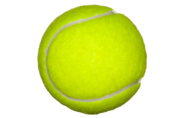 istock Isolated yellow tennis ball on white 1053053100