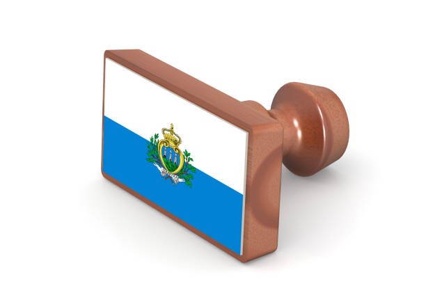 Wooden stamp with San Marino flag image with hi-res rendered artwork that could be used for any graphic design.