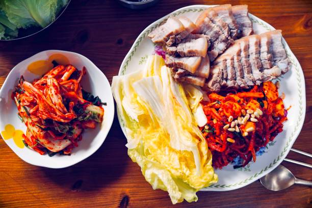Korean food and meat.