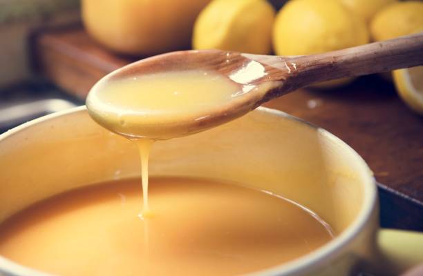 idea de receta de crema de limón alimentos fotografía - crema de natillas fotografías e imágenes de stock