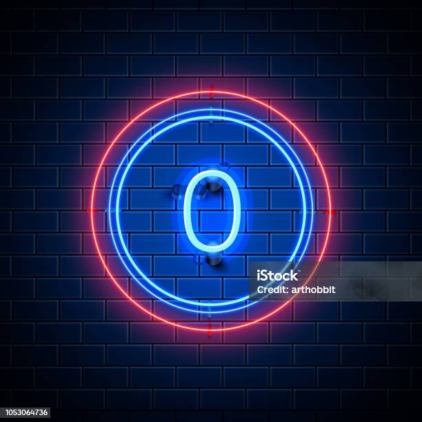 Zero Signboard Neon City Font Sign Number 0 Signboard Zero Vector Illustration Stock ...