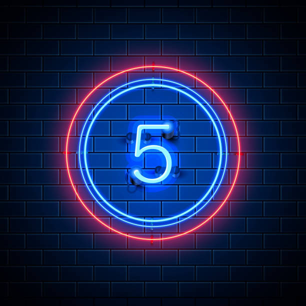 istock Neon city font sign number 5, signboard five. Vector illustration 1053064752