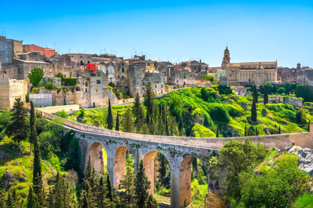 Gravina in Puglia ancient town, bridge and canyon. Apulia, Italy. Gravina in Puglia ancient town, bridge and canyon. Apulia, Italy. Europe murge photos stock pictures, royalty-free photos & images
