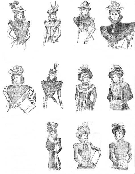 istock Set of women in the vintage clothing 1053068546