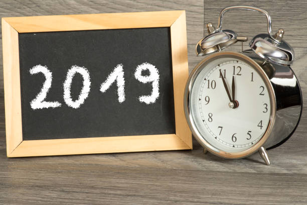 istock An alarm clock and chalkboard with the year 2019 1053071280