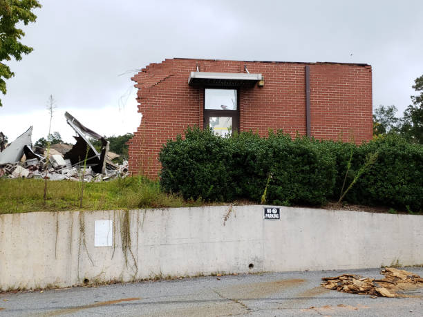istock Construction Site - Demolished Brick Wall of Old School 1053071572