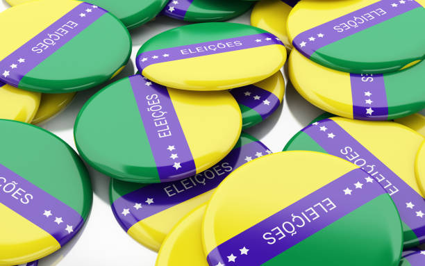 3d illustration. Pin Elections 2018. Brazil voting concept.