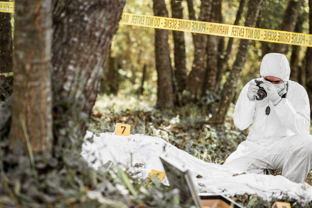 istock Man taking photos of an open crime scene 1053073628