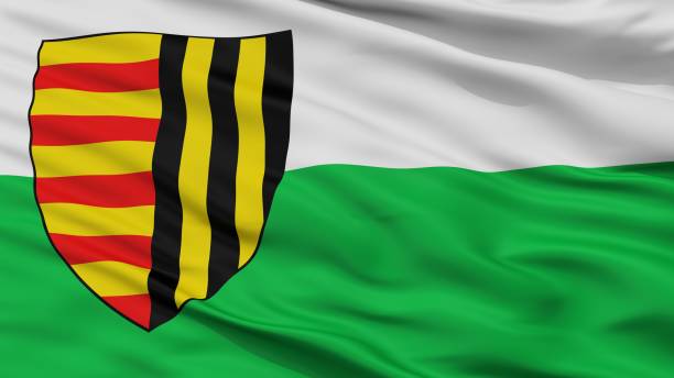 istock Bree City Flag, Belgium, Closeup View 1053076096