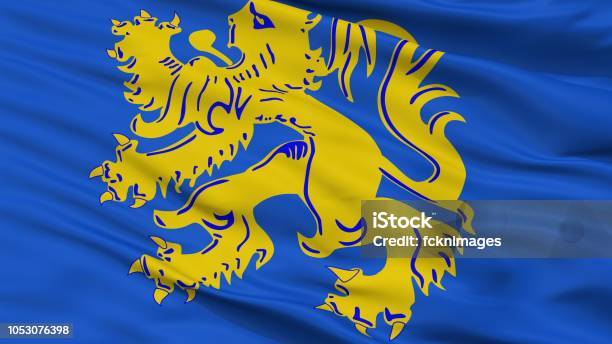 Zottegem City Flag Belgium Closeup View Stock Photo - Download Image Now - Banner - Sign, Belgium, Blowing